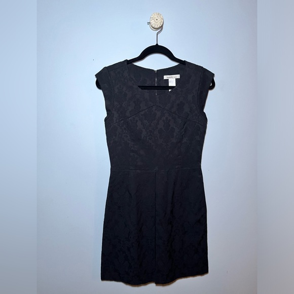 LAUNDRY BY DESIGN WOMENS BLACK DAMASK EMBROIDERY SHORT SLEEVE DRESS. SIZE 2 - Picture 2 of 13